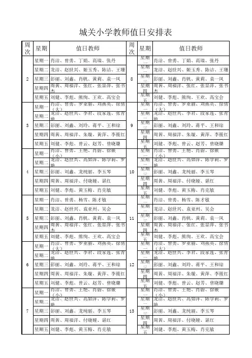 教师值日安排表