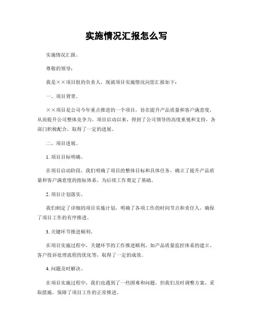 实施情况汇报怎么写