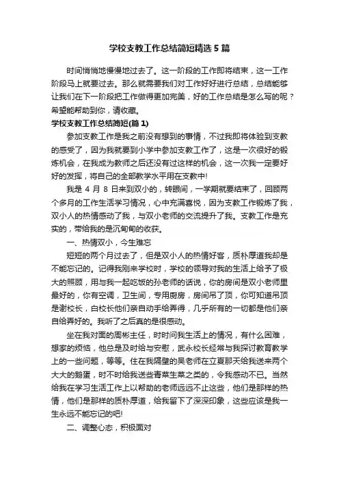 学校支教工作总结简短精选5篇