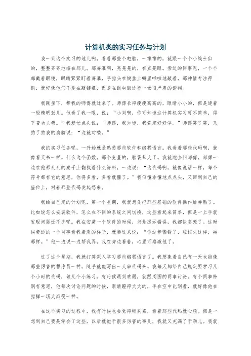 计算机类的实习任务与计划