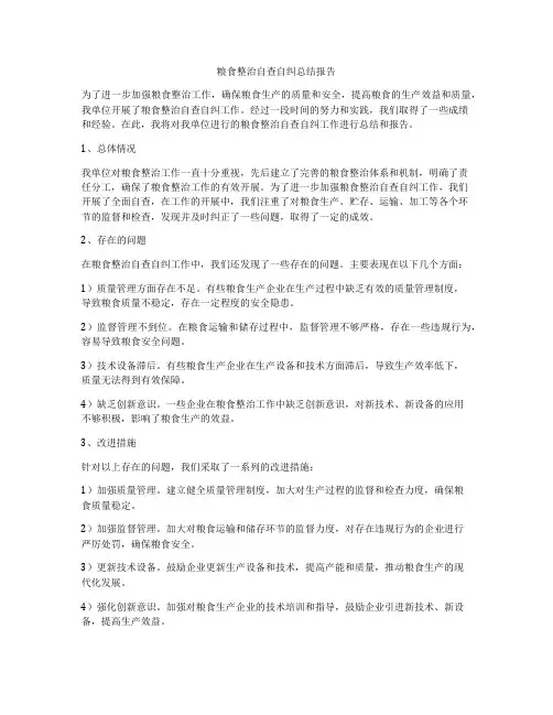 粮食整治自查自纠总结报告