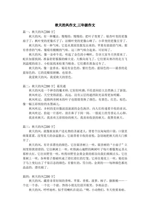 秋天的风作文_三年级作文