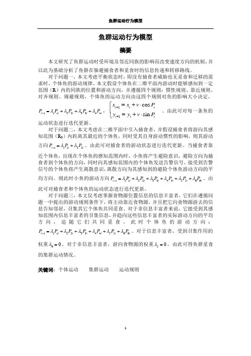 鱼群运动行为模型 精品