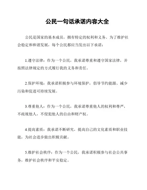 公民一句话承诺内容大全