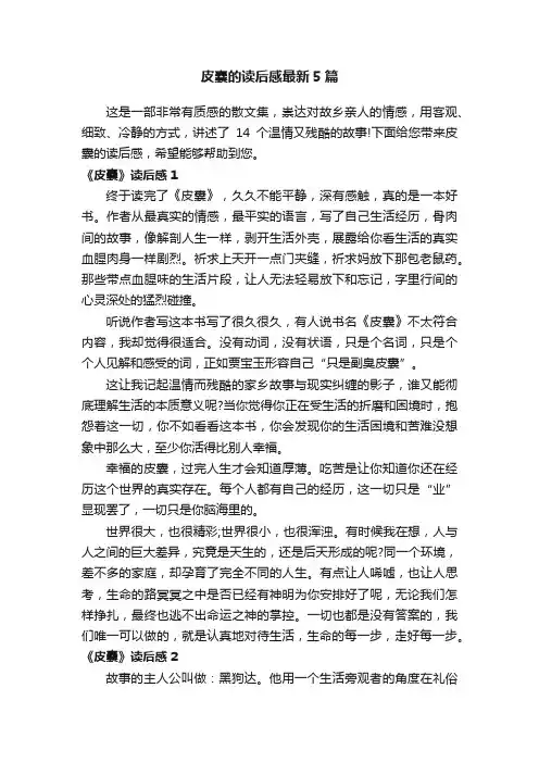 皮囊的读后感最新5篇