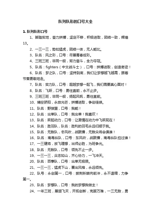 队列队形的口号大全