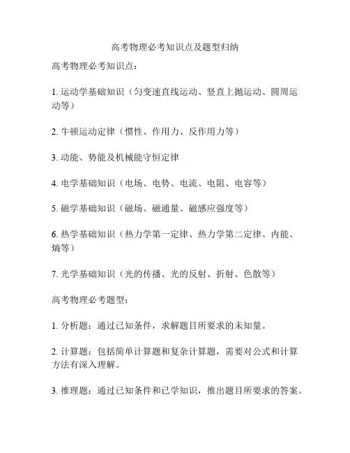 高考物理必考知识点及题型归纳