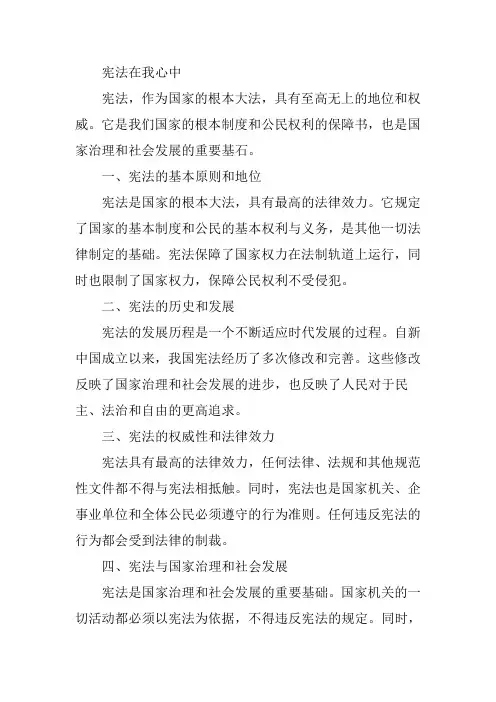 宪法在我心中内容30字