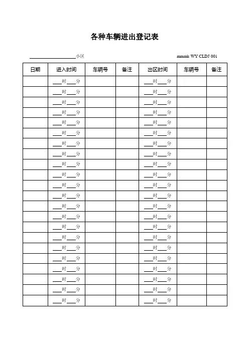 物业公司-各种车辆进出登记表