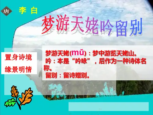 人教版高中语文选修“中国古代诗歌散文欣赏”《梦游天姥吟留别》同步精品课件(32张)