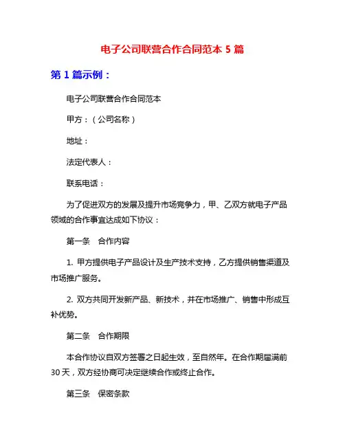 电子公司联营合作合同范本5篇