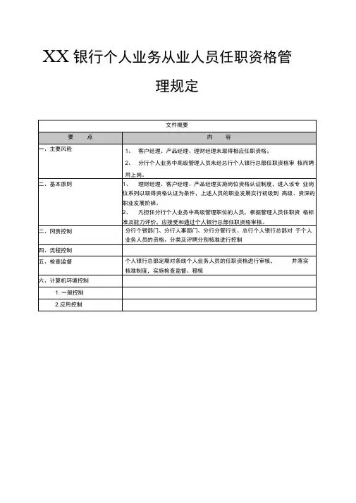 银行个人业务从业人员任职资格管理规定
