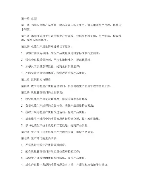 电缆生产质量管理制度范本