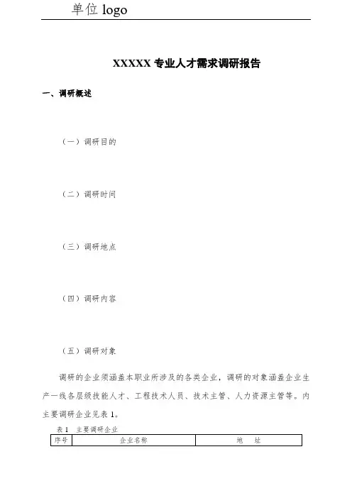 人才需求调研报告(模板)