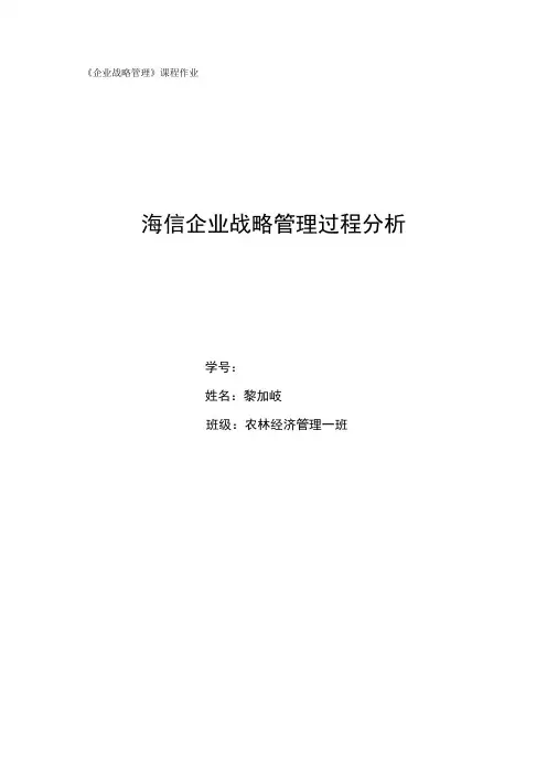 《企业战略管理》课程作业格式要求