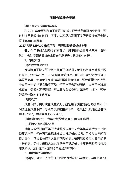 考研分数线会降吗