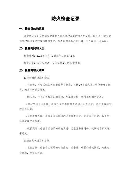 防火检查记录