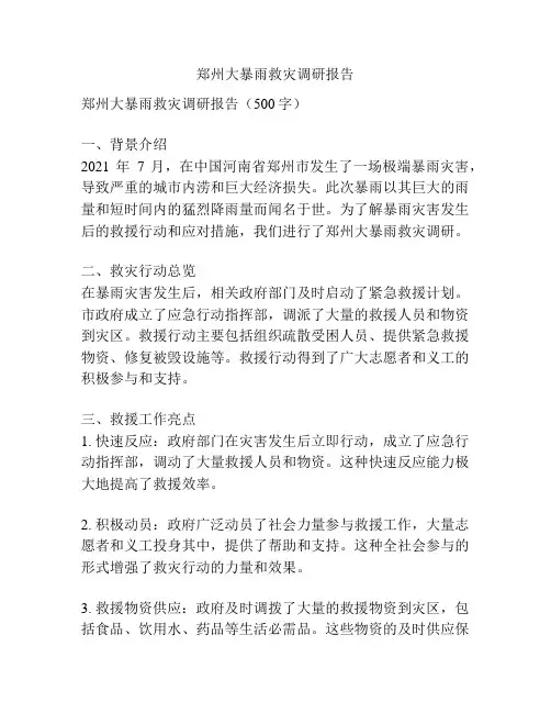郑州大暴雨救灾调研报告