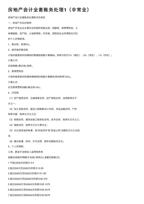 房地产会计全套账务处理1（非常全）