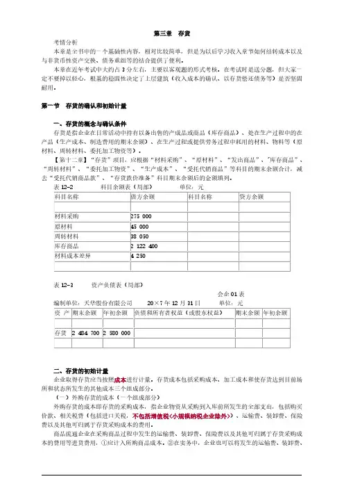 2015注册会计师(CPA) 会计 第三章 存货
