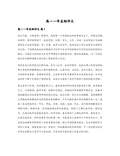 高一一年总结作文