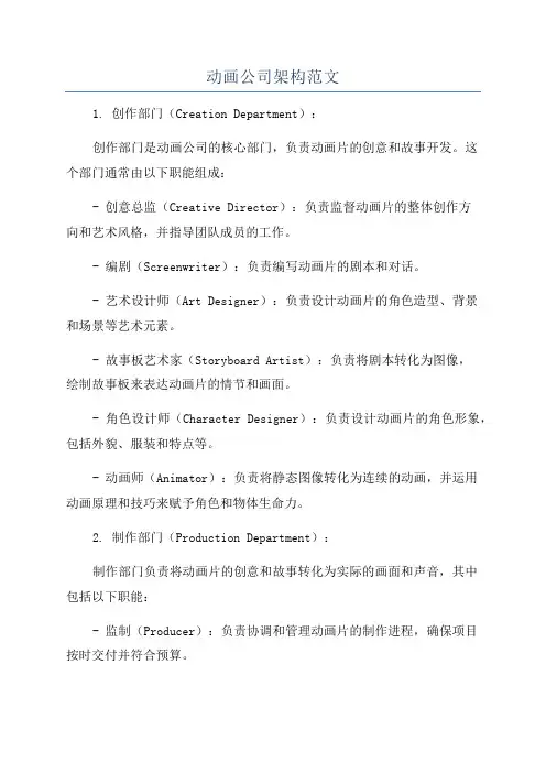 动画公司架构范文