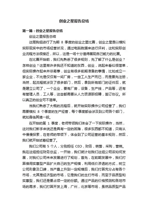 创业之星报告总结