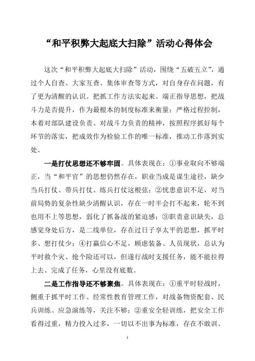 “和平积弊大起底大扫除”心得体会二