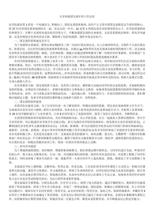 2019最新版大学班级团支部年终年度工作总结