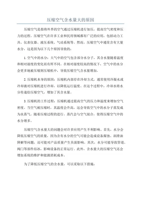 压缩空气含水量大的原因