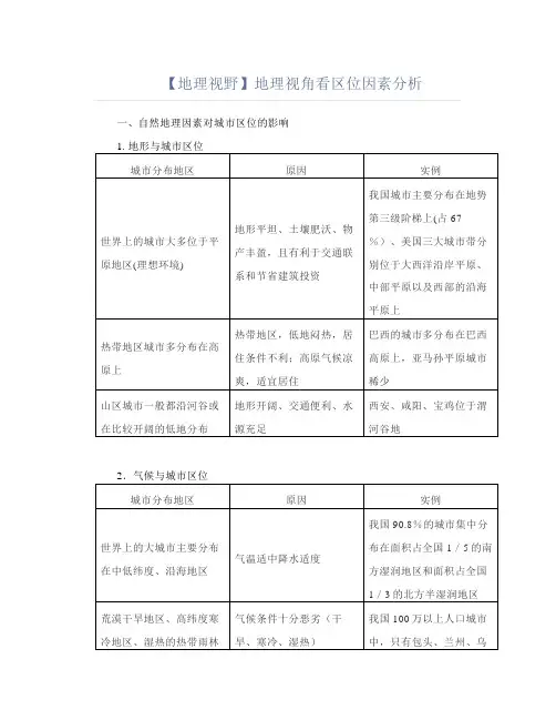地理视角看区位因素分析