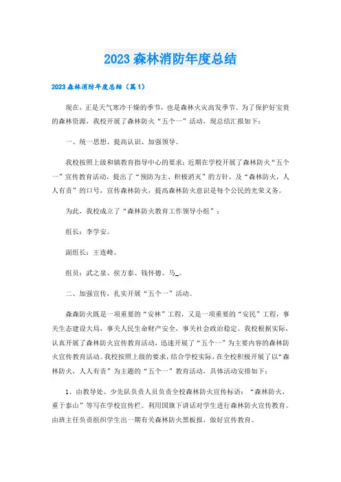 2023森林消防年度总结