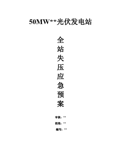 110KV某某光伏发电站全站失压应急预案