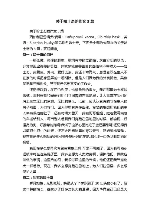 关于哈士奇的作文3篇