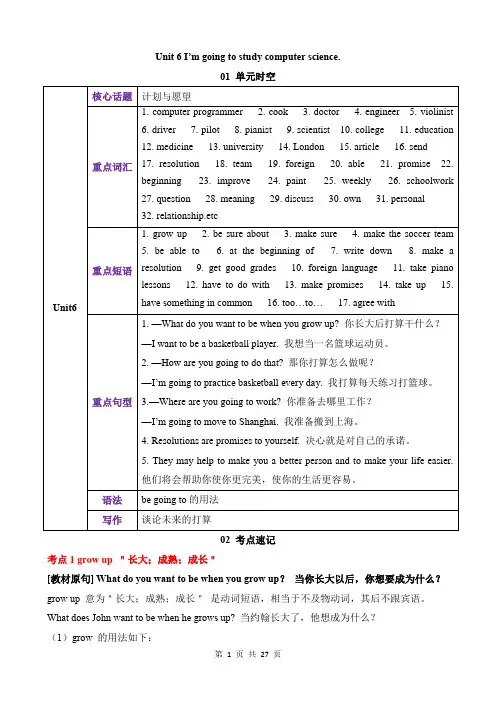 【八年级上册英语人教版】Unit 6  知识清单