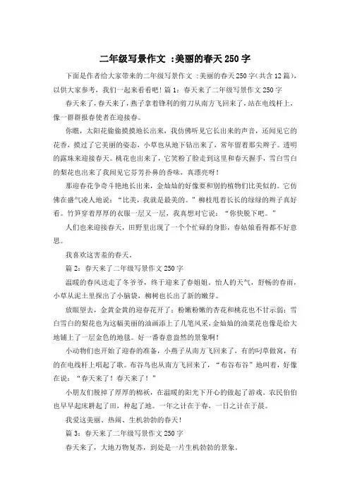 二年级写景作文 -美丽的春天250字
