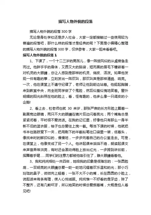 描写人物外貌的段落300字