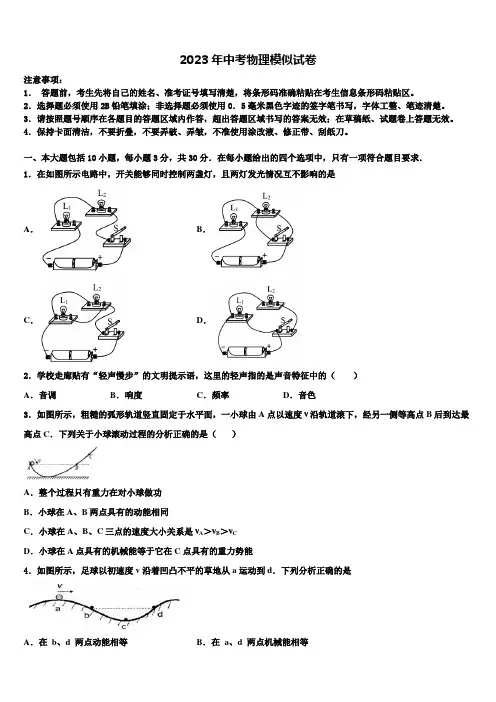 2022-2023学年江苏省盐城市射阳实验中学中考冲刺卷物理试题含解析