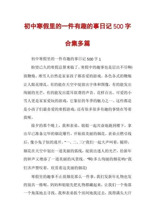 初中寒假里的一件有趣的事日记500字合集多篇
