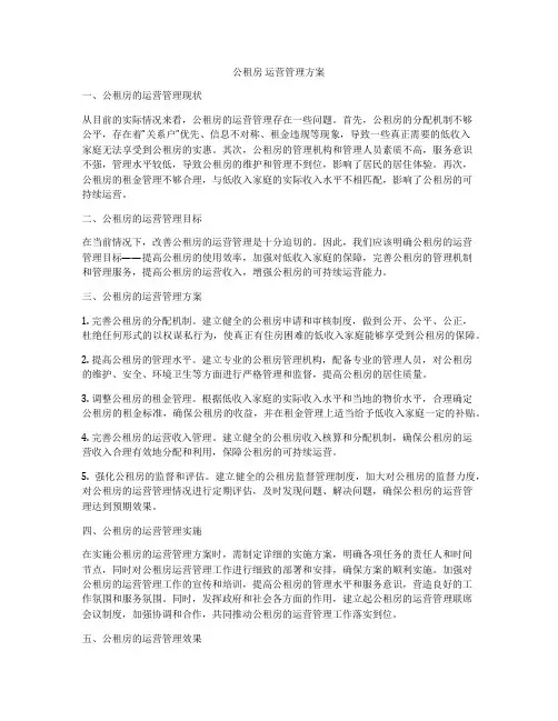 公租房 运营管理方案