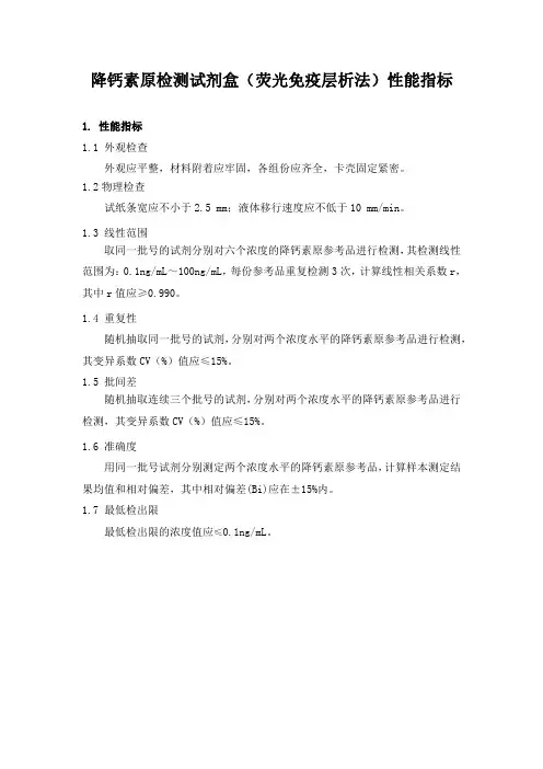 广东立诊德降钙素原检测试剂盒(荧光免疫层析法产品技术要求