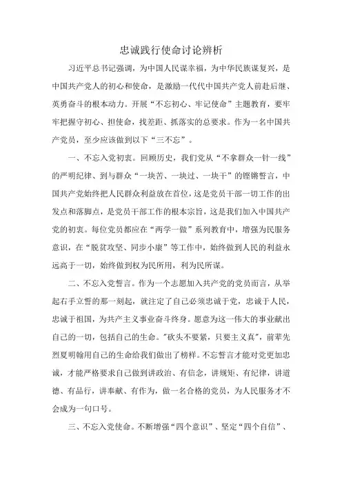 忠诚践行使命讨论辨析
