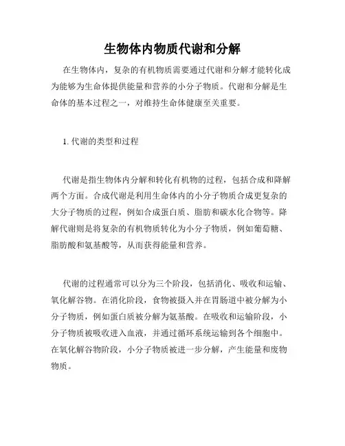 生物体内物质代谢和分解