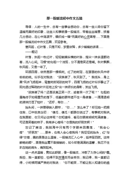 那一股暖流初中作文五篇