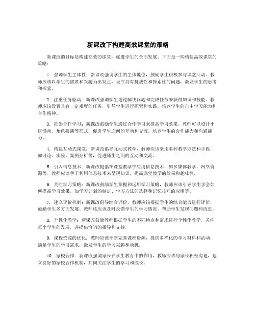 新课改下构建高效课堂的策略