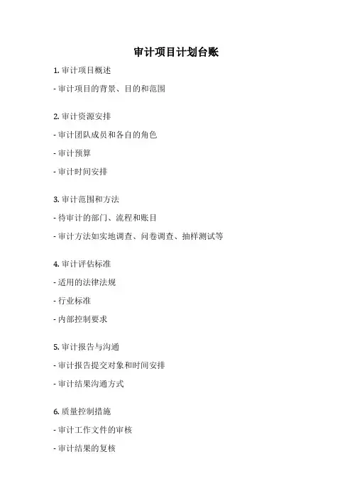 审计项目计划台账