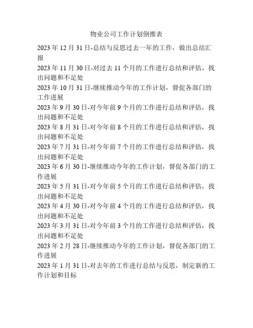 物业公司工作计划倒推表