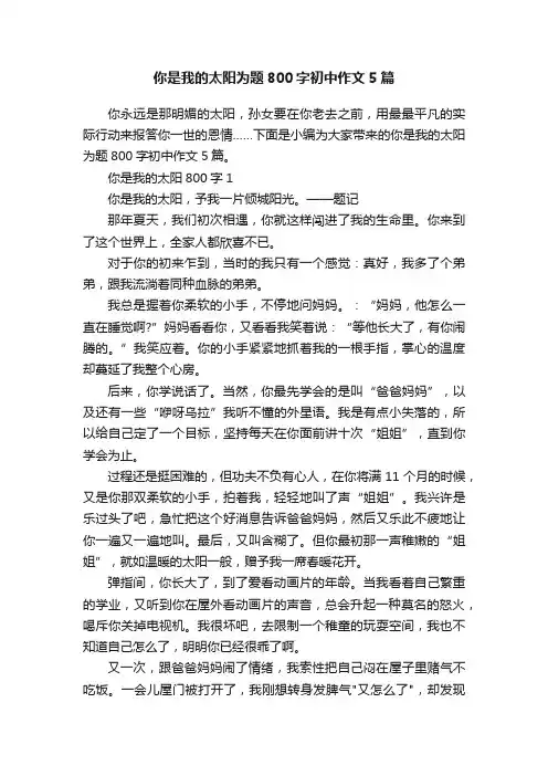 你是我的太阳为题800字初中作文5篇 2