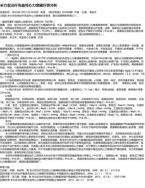 米力农治疗充血性心力衰竭疗效分析