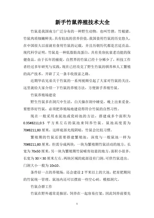 新手竹鼠养殖技术大全
